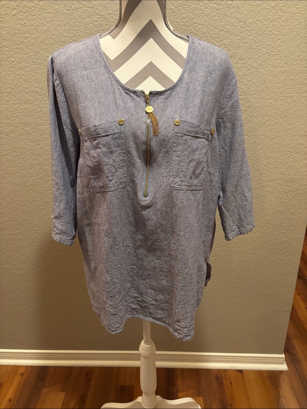Anne Klein Light Blue Textured Top
